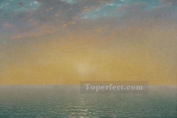 ジョン・フレデリック・ケンセット Painting - 海に沈む夕日 ルミニズムの海景 ジョン・フレデリック・ケンセット